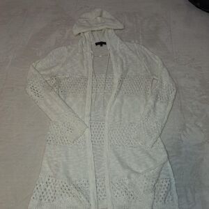 Love Ellie long white knit cardigan hoodie